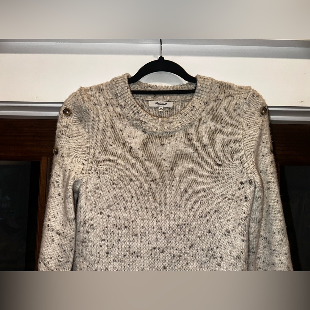 EUC Madewell Wool Blend Size XS Oversized Cozy Cream Sweater Mock Neck Dress - Picture 6 of 13